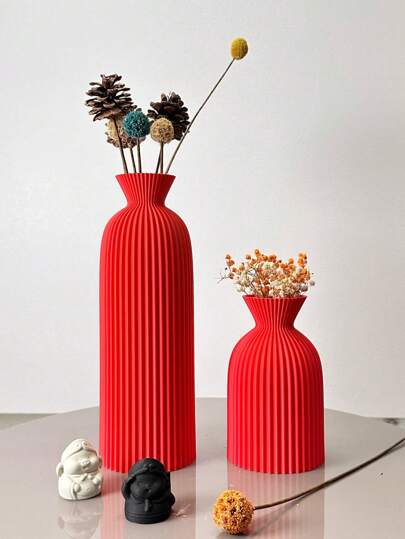 Wavy Texture Art Vase, Bohemian Flower Dried Indoor ative Entryway Office Vase Home Room Glass view 9