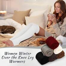 Long Leg Warmers Women 24 Inch Over Knee Knit Ribbed Leg Warmer Stirrup Yoga 80s Party Dance Ballet Supply - 簡單的顏色 - 查看 4