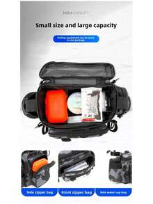 1 件多隔层防水渔具包，迷彩和几何图案 - 纯色可选，拉链开合，肩带。非常适合户外徒步、露营和存放渔具，户外钓鱼包