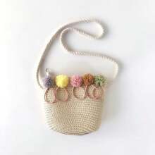 Kids Straw Messenger Bag Summer Cute Flower Girls Shoulder Bags Sweet Princess Handbag Casual Beach Toddler Crossbody Bags