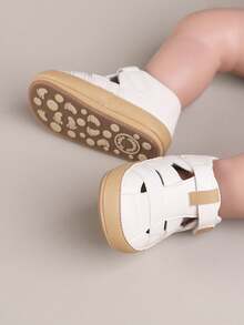 1 Pair Minimalist Two-Tone Non-Slip Flat Sandals, Versatile Design Suitable For Summer - White - View 3