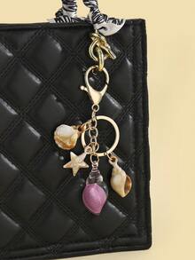 1 件全新创意逼真海洋生物海星和贝壳吊坠夜光水晶海星和贝壳吊坠女士包包吊坠礼物送给朋友适合日常使用海滩配饰海滩必需品度假