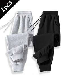 Men's Casual Pants, Solid Color Sports Pants With Pockets And Drawstring Hem, Autumn/Winter Sports Wear For Men, With Pockets And Adjustable Waist Drawstring, Ideal For Gym, Outdoor Activities And Casual Wear