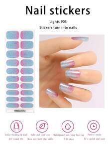 20/40 Fait référence à la bande d'ongles en gel semi-durcissant de couleur dégradée, autocollant en gel d'ongles durcissant aux UV, convient pour les UV, facile à utiliser et à retirer