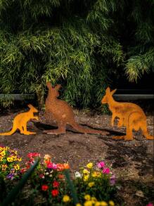 [Rustic Design] 3PCS Rusty Metal Garden Stakes, Rustic Animal Shaped Lawn Decorative Art Statues For Pathway, Sidewalk