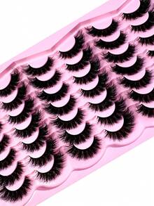 LYBCG New 21Pairs 3D Mink Lashes Soft Comfortable False Eyelashes Cat Eye Fluffy Faux Mink Lashes Wispy Lashes Dramatic Long Thick Volume Mink False Eyelashes Makeup For Daily Date Party Cosplay - 濃密款 - 查看 4