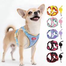 Pet Harness And Leash Sets Adjustable Harness For Small Dog Leash Color Splicing Breathable Pet Harness Out Walking Cat Dog Strap