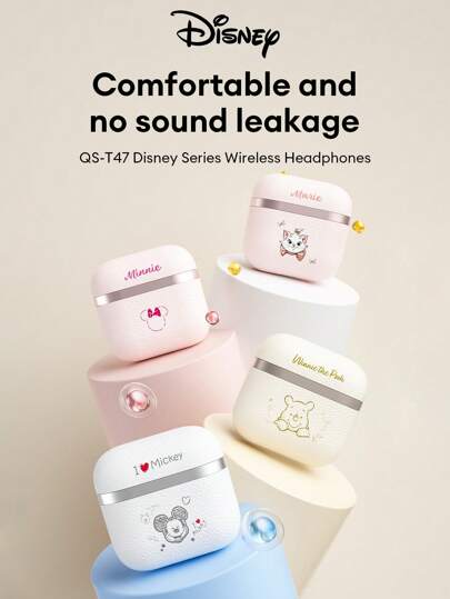 Disney Auriculares bluetooth Disney QS-T47 Marie Mikey Winnie nuevos y lindos de dibujos animados, auriculares intrauriculares de alta fidelidad con micrófono sensible, cómodos para deportes, juegos, música, compatibles con teléfonos inteligentes y computadoras