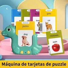 Spanish & English Talking Flash Cards,Dinosaur Sensory Speech Audible Toys For Bilingual Flash Cards Learning Montessori Toys With 224 Sight Words, Speech Therapy Toys For Children Sensory Preschool Education Gifts