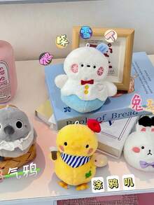 1 件可爱企鹅和雪人挂饰，创意节日装饰毛绒公仔玩偶，幸运小雕像礼物