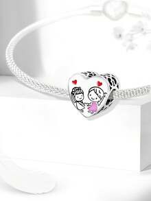 1 PC Fashionable 925 Sterling Silver Sparkling Loving Sisters Pendant Beads Charm Suitable For Bracelets DIY Women's Jewelry - Silver - View 3