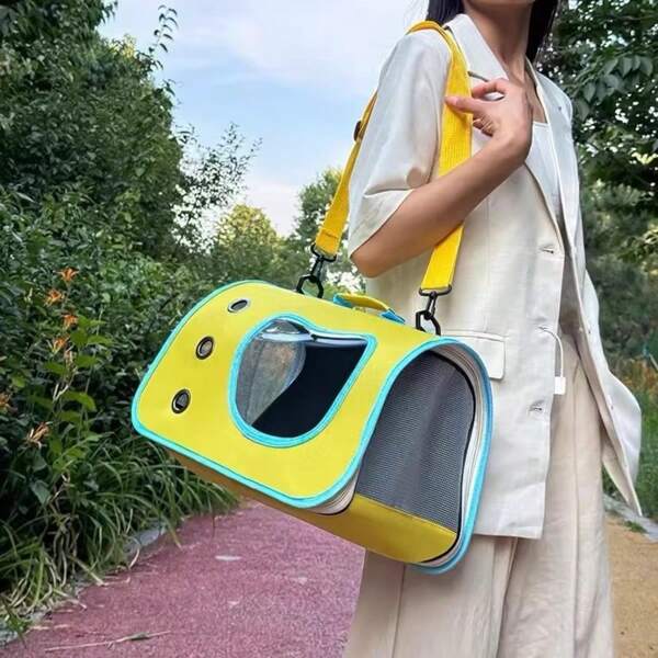 Large Capacity Pet Carrier Bag, Spaceship Design Crossbody Bag For Cats & Dogs, Breathable And Anti-Stress Pet Supplies