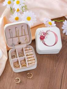 1 Pc A-Z Letter Jewelry Box Ring Storage Box Necklace Storage Box Gifts For Girls Bridesmaid Gifts Mom Gift Ideal Gift White Jewelry Box Pink Jewelry Box