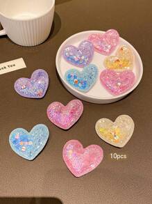 10 件心形液体流沙发夹，可爱女孩发饰适合日常使用
