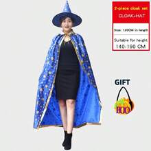 万圣节服装成人斗篷套装,男女通用,魔术师女巫公主衣橱,6 星涤纶斗篷套装 - 彩色 - 查看 20