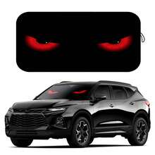 Easypie Selection 1pc Stylish Red Eyes Car Sun Shade - UV Ray Blocking, Foldable Windshield Protector With 4 Free Suction Cups, TPU Material, Perfect For SUVs & Cars, Beach Seaside Scenery Design - one-size - View 1