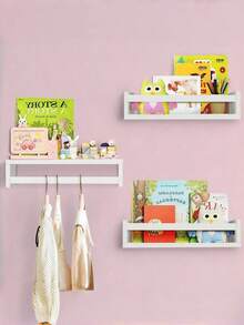 1/3 st - Flytande hyllor i massivt furuträ (enkla att installera), Väggmonterade hyllor/displayställ, Flytande hyllor i vintageträ, Väggmonterade hyllor i trä i rustik stil, Väggmonterade hyllor i lantlig stil, Flytande bokhyllor i massivt trä - Vitt - Visa 11