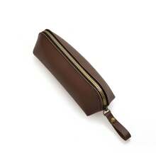 1 件韩国时尚复古皮革 PU 铅笔盒零钱包文具收纳袋笔袋、学校用品、返校 - 彩色 - 查看 2