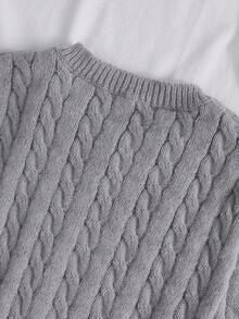 女士可爱复古纯色圆领短袖荷叶边下摆修身针织连衣裙，简约风格，适合夏秋季日常休闲穿着 - 灰色 - 查看 7