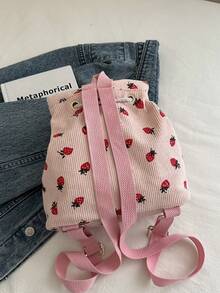 Nueva mochila de moda elegante y versátil para mujer con estampado de fresa