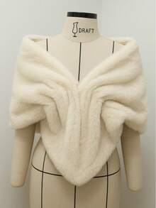 ESTOLA DE PELO TENDÊNCIIA CASAMENTO QUENTINHA PARA VESTIDO DE FESTA - oof-white - Visão 1