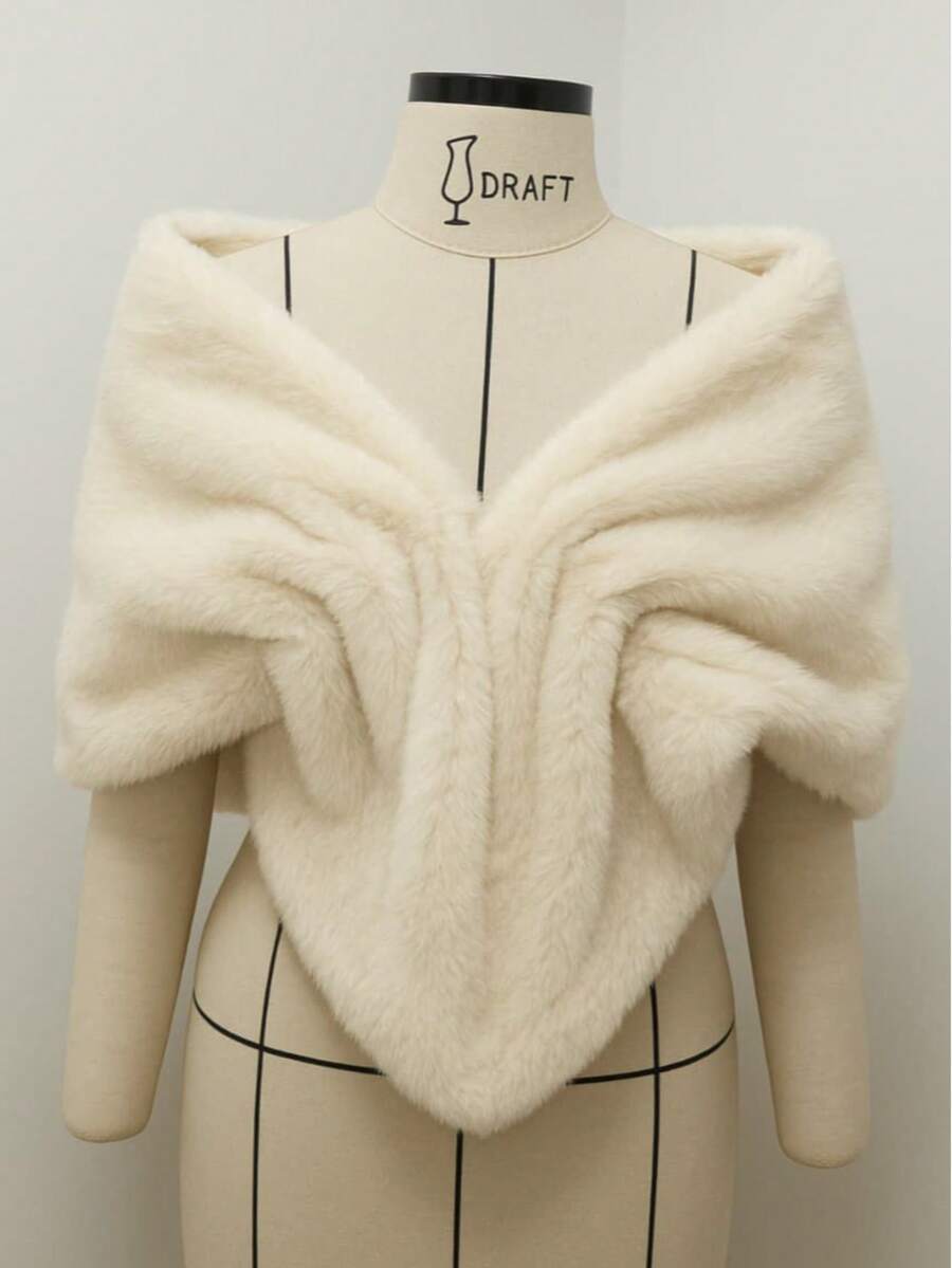 ESTOLA DE PELO TENDÊNCIIA CASAMENTO QUENTINHA PARA VESTIDO DE FESTA - oof-white - Visão 1