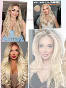 613 Blonde 13x4 Lace Front Wigs Body Wave Synthetic Hair Wig Long Beach Water Wave Hair Wig Honey Blonde Brown Silver Hair 26Inch 180% HD Lace Glueless Wig Women Daily Use