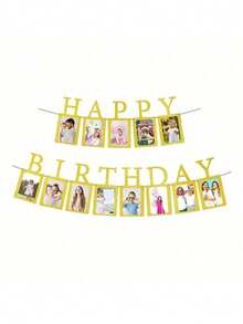 1 Set Happy Birthday Photo Frame Banner, Birthday Party Supplies Happy Birthday Banner - Multicolor - View 9