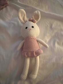 Poupée en peluche de couple de lapin et d'ours tricotés, matériau doux et confortable. Cadeau d'anniversaire créatif pour petite amie, petit ami, amis. Décoration de maison pour le lit, le canapé, le salon