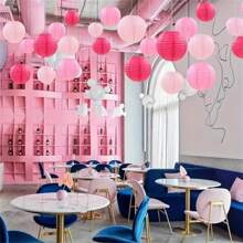 12pcs Colorful Paper Lantern Set, Assorted Colors Hanging Paper Lanterns For Birthday Party, Wedding, Decoration Background, DIY Combination