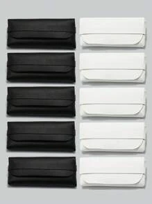 10 件黑色简约优雅便携式眼镜盒，男女适用，非常适合旅行和行李 - 黑色 - 查看 4