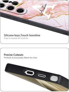 1 件定制大理石蝴蝶签名手机壳，适合 S24 Ultra/S24/A17/A07/S25 和其他 Android 型号，适合男女，时尚，防污染，