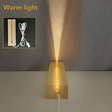 1pc Modern USB Powered Wooden LED Night Light, DIY Decor Light, Romantic Wooden LED Light, Wooden Light Base, Small Nightlight, USB Lamp, Bedside Lamp, Ornament Light, Novelty Light, Art Decor Light, Crystal/Glass Decor Light (Only Selling Illuminating Base). Suitable For Glass Art And Resin Decor, Birthdays, Parties, Holiday Decoration. With Switch, 5V, 1A