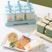 Conjunto de moldes para picolé de sorvete com 9 cavidades, 1 peça - para cozinha doméstica, fabricação de sorvete em restaurantes, uso em piqueniques ao ar livre
