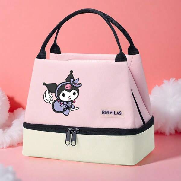 Sanrio Sanrio Hello Kitty/Kuromi/Cinnamoroll 保温午餐袋，便携式牛津布手提袋，带铝箔，轻便，休闲风格，带手柄，适合办公室、学校、野餐、海滩、返校必备