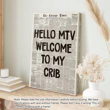 1pc Unframed Welcome To My Crib Prints - Vintage Newspaper Prints, Typographic Canvas Posters, 70's Pop Wall Art, Aesthetic Wall Art, Posters, Wall Art, Room Decoration Stuff, Modern, Quotes (Optional Frame)