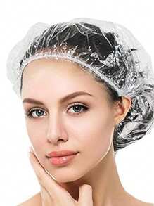 100PCS Disposable Shower Caps Individual Packing, Plastic Clear Hair Cap Large Thick Waterproof Bath Caps For Women, Hotel Travel Essentials Accessories