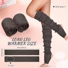 Long Leg Warmers Women 24 Inch Over Knee Knit Ribbed Leg Warmer Stirrup Yoga 80s Party Dance Ballet Supply - Dark Grey - View 4