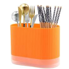 1 件餐具架，台面餐具储存排水盒，多功能塑料矩形排水冷藏盒，适用于铲子、勺子、刀子、筷子和叉子，家庭储存用品