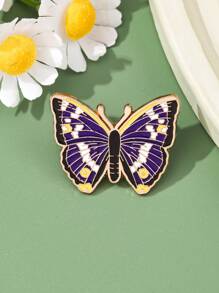 1 pièce Broche papillon violet dessin animé, broche vintage fleur 3D en résine violette, épingle de style nature pour rassemblements et sorties scolaires