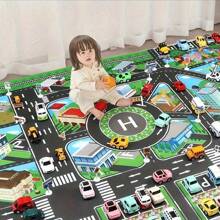 1 pezzo, Tappetino da gioco per traffico cittadino, grande pad da gioco in tessuto non tessuto, impermeabile e anti-umidità, in stile moderno, mappa stradale interattiva per bambini che giocano con macchine, decorazione per la stanza, strumento educativo, ritorno a scuola