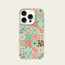 1pc TPU Material Cute Plaid Green Pattern Full Screen Phone Case Compatible With IPhone/ Phones,International Version, Not The Domestic Version - White - View 5