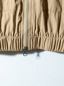 1 Stück Große Größen Kleidung für Damen, Sommer Lässig Gewebe Textur Kurzarm Jacke mit loser Kordelzug Kragen und sportlich modischer A-Linie Minirock für Damen