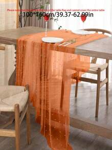 1件仿珍珠装饰薄纱面料，摄影背景，可用作桌旗、珍珠背景桌布，白色珍珠薄纱桌布，适用于婚礼、婚礼拱门装饰、婚宴、新娘送礼会、派对装饰 - 橘色 - 查看 12