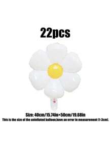 22pcs White Daisy Balloon Set, Sunflower Shaped Aluminum Foil Balloon, Suitable For Garden Theme Parties, Birthday Parties, Classroom Decoration, Cute Daisy Balloon Decoration, Autumn Flower Balloon