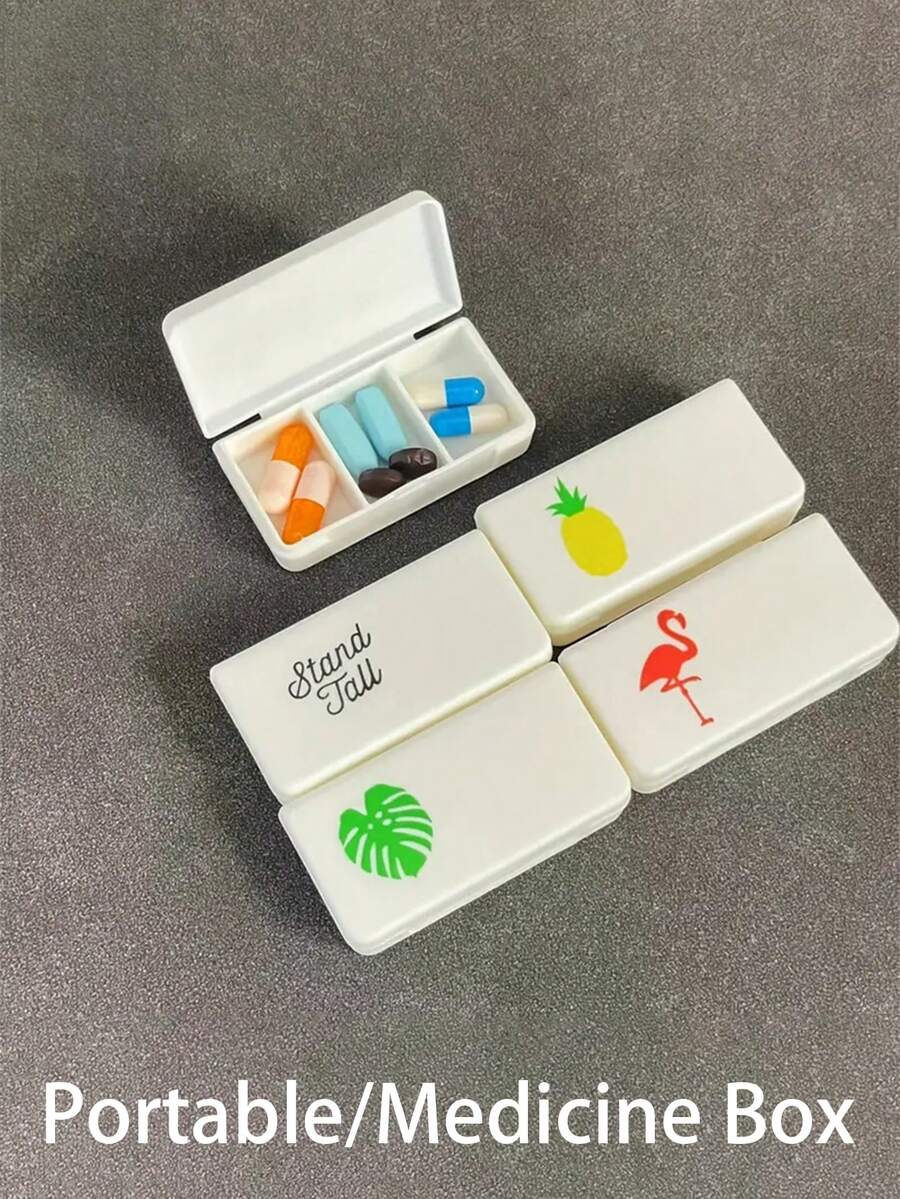 1 件便携式 3 隔层迷你储物盒,菠萝和火烈鸟印花 - 耐用防潮塑料,适用于旅行、家居、办公室、珠宝、化妆品、药丸收纳盒,直立设计易于清洁 - 彩色 - 查看 1