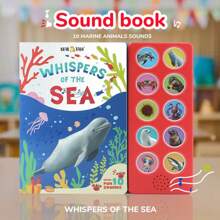 beartale 1 件 10 键农场动物/海洋动物/丛林动物有声书，婴儿需要早期学习益智玩具，10 种生动的动物声音，采用耐用的 BPA 材料电池可更换，增强孩子的互动学习、记忆力和感官发育，教学辅助工具，蒙特梭利 - 彩色 - 查看 14