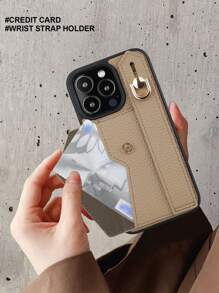 1pc Light Brown Card Holder Strap Kickstand Phone Case Compatible With Apple 16e 15Pro Max/IPhone12Pro Max/IPhone13Pro Max/IPhone14plus/IPhone14Pro Max IPhone11/IPhone15Pro Max/IPhone15plus, Galaxy S20 Ultra/S20 Plus/S21 Plus/S22 Ultra/S23 S24 S25 Ultra, Xperia 5 IV/10 IV/1 IV Waterproof Shockproof Anti-Fall Scratch Resistant