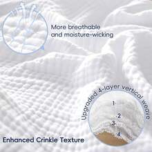 PHF 100% Cotton Waffle Muslin Blanket King Size, 104" X 90" Lightweight And Breathable Washed Cotton Blanket, Aesthetic Soft Muslin Waffle Bedding For Sofa Bed Home Dr, Olive Green - White - View 2