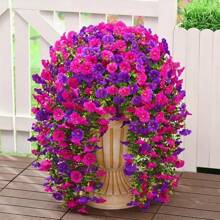1/2pcs 17.7inch Artificial Hanging Flowers Fake Plants Outdoor, Summer Decor, Fall Decor Morning Glory Faux Flowers With Eucalyptus Leaf, Artificial Hanging Flowers Fake Plants Outdoor,Silk Blend In Mixed Colors, Suitable For Wedding, Home, Office, Garden Decor, Lifelike Artificial Eucalyptus Leaves, UV Resistant, Ideal For Wedding Arches, Walls, Gardens, Bedrooms, Outdoor Events And Parties